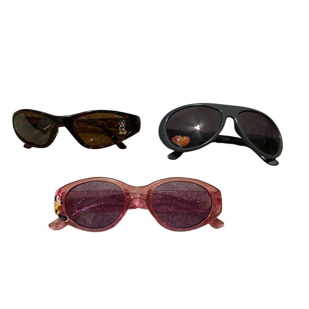 Lot of 3 Disney Toddler Sunglasses Cars Mickey Minnie Beach Kids